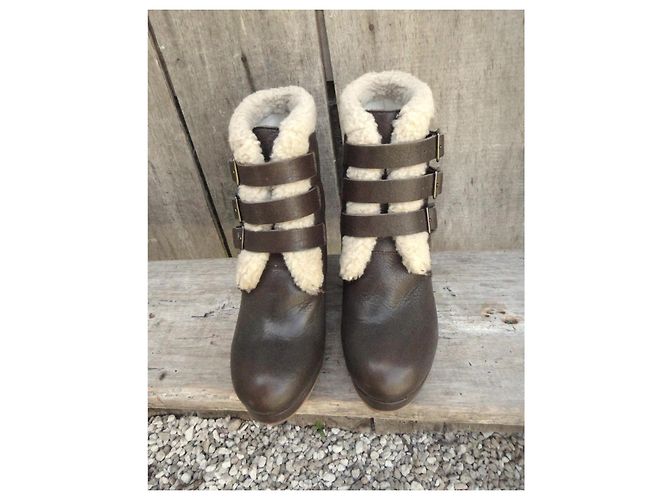 See By Chloé Botines de cuero marrón con hebillas Castaño - vista 3