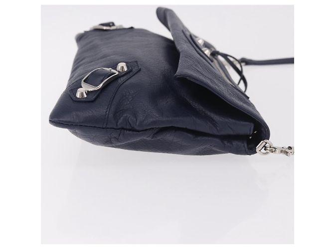 Clutch Mini in Pelle con Borchie Classiche Balenciaga Blu navy - vista 3