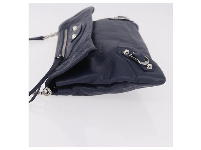 Clutch Mini in Pelle con Borchie Classiche Balenciaga Blu navy - vista 4