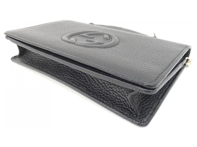 Portafoglio con catena Gucci in pelle nera Nero - vista 3
