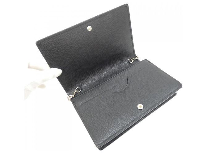 Portafoglio con catena Gucci in pelle nera Nero - vista 7