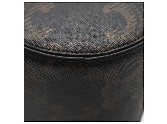 Céline Celine Triomphe Canvas Cylinder Schultertasche Braun Schwarz Weiß - Ansicht 11