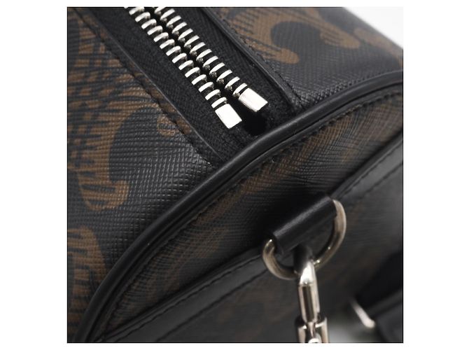 Céline Celine Triomphe Canvas Cylinder Schultertasche Braun Schwarz Weiß - Ansicht 12