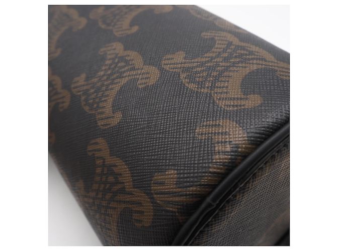 Céline Celine Triomphe Canvas Cylinder Schultertasche Braun Schwarz Weiß - Ansicht 4