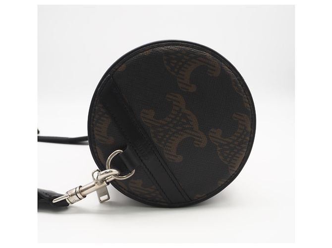 Céline Celine Triomphe Canvas Cylinder Schultertasche Braun Schwarz Weiß - Ansicht 7
