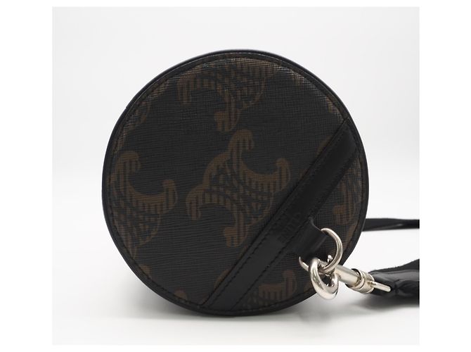 Céline Celine Triomphe Canvas Cylinder Schultertasche Braun Schwarz Weiß - Ansicht 8