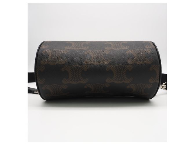 Céline Celine Triomphe Canvas Cylinder Schultertasche Braun Schwarz Weiß - Ansicht 9