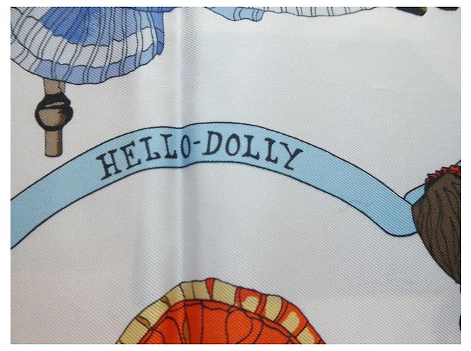 Hermès 'Hello Dolly' Seidenschal 90x90 Pink Weiß Rot Blau Grün Lila Gelb - Ansicht 4
