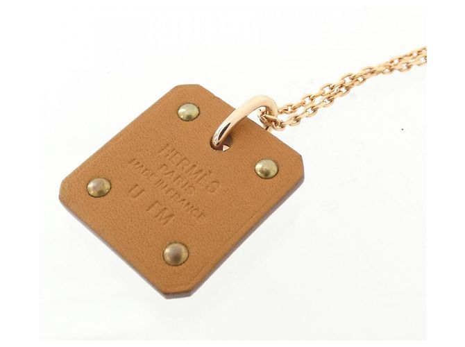 Hermès Collar con colgante Hermes Az de Coeur Beige Dorado - vista 3