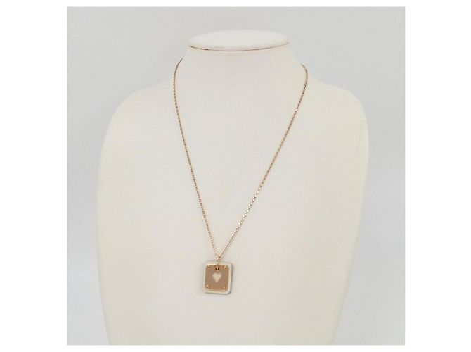 Hermès Collar con colgante Hermes Az de Coeur Beige Dorado - vista 5