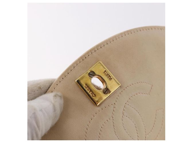 Chanel Vintage Round Flap Satin Beige - vista 6