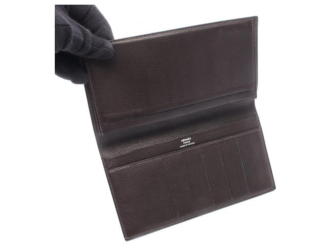 Silk In Hermès Cartera larga de seda Citizen Twill Hermes Ebene Castaño - vista 3