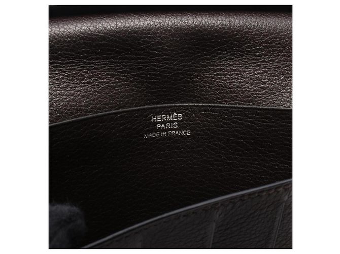 Silk In Hermès Cartera larga de seda Citizen Twill Hermes Ebene Castaño - vista 4
