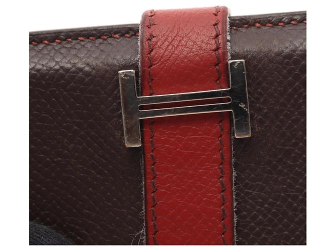 Hermès Tarjetero Hermes Bearn Mini Ebene Castaño Roja - vista 14