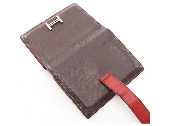 Hermès Tarjetero Hermes Bearn Mini Ebene Castaño Roja - vista 15