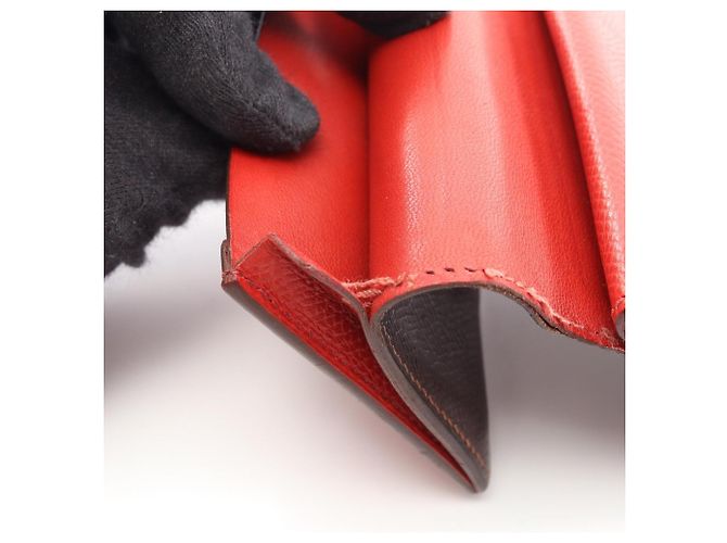 Hermès Tarjetero Hermes Bearn Mini Ebene Castaño Roja - vista 9