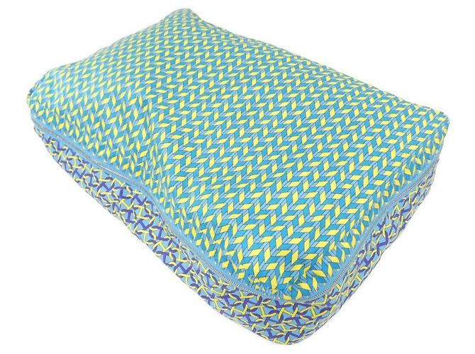 Hermès Hermes CHAINE D'ANCRE + DANS LE MILLE Wousse de Voyage Handbag Pouch Blu Giallo - vista 3