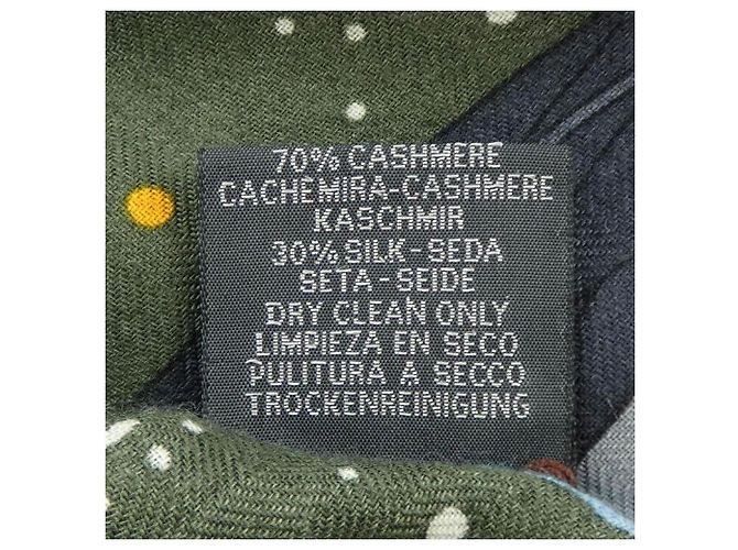 Hermès Hermes Silk and Cashmere Shawl Brown Navy blue - view 3