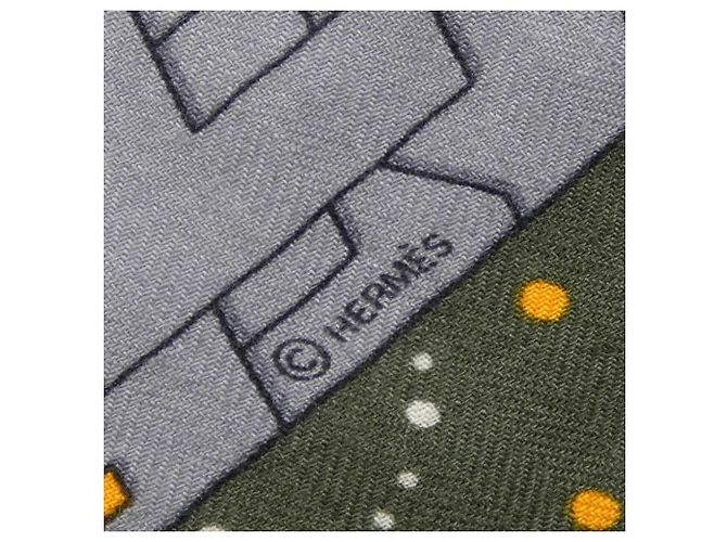 Hermès Hermes Silk and Cashmere Shawl Brown Navy blue - view 4