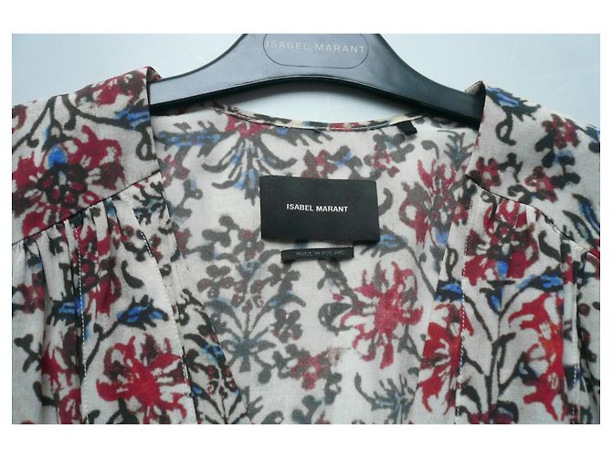 Isabel Marant Abito Lungo in Seta Multicolore Bianco Rosso Blu - vista 2