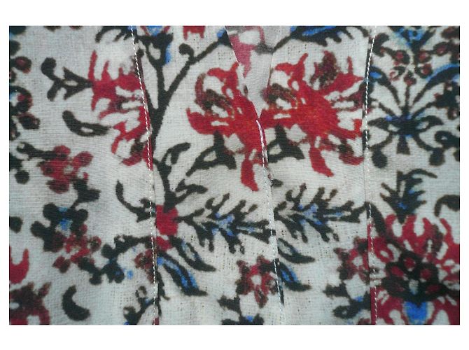 Isabel Marant Abito Lungo in Seta Multicolore Bianco Rosso Blu - vista 3