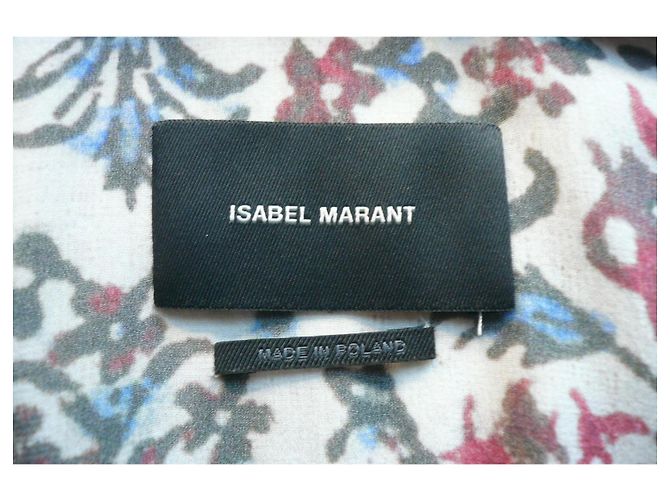 Isabel Marant Abito Lungo in Seta Multicolore Bianco Rosso Blu - vista 4