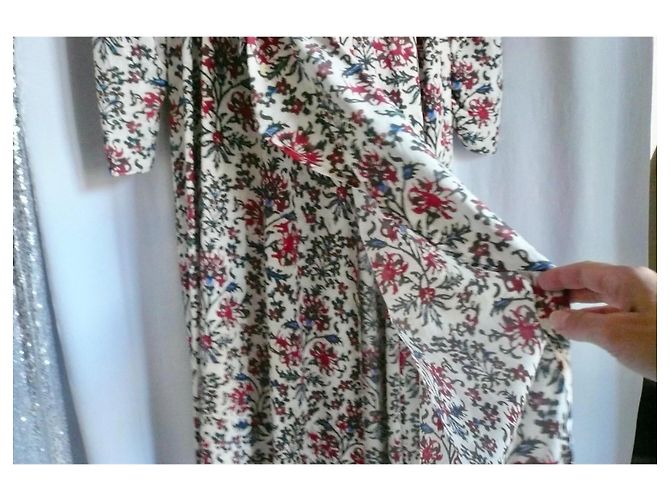 Isabel Marant Abito Lungo in Seta Multicolore Bianco Rosso Blu - vista 5