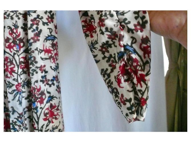 Isabel Marant Abito Lungo in Seta Multicolore Bianco Rosso Blu - vista 6