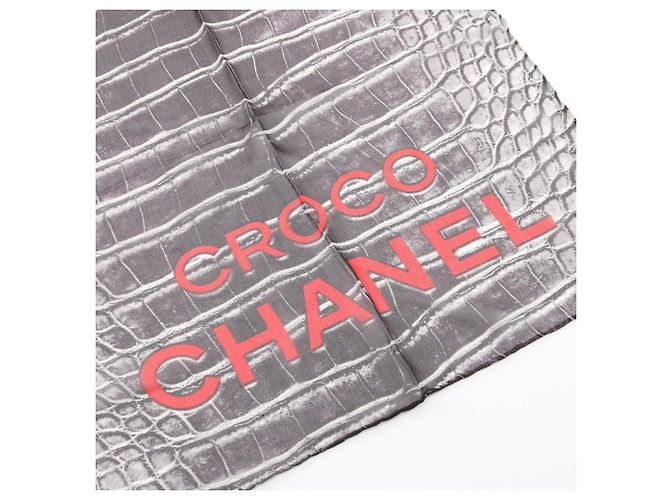 Chanel CHANEL CROCO Seidenschal Schwarz Rot Mehrfarben - Ansicht 2
