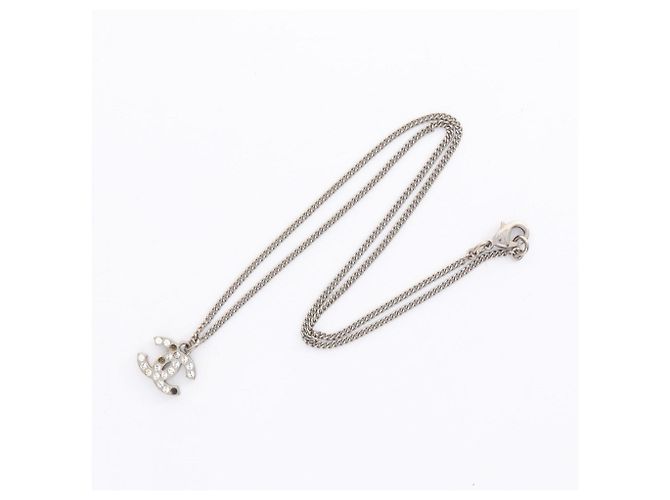 Chanel Coco Mark Strass-Halskette Silber - Ansicht 3
