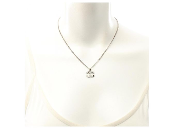 Chanel Coco Mark Strass-Halskette Silber - Ansicht 5