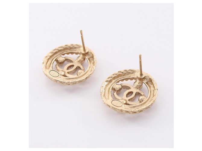 Pendientes Chanel Coco Mark Circle Blanco Dorado - vista 2