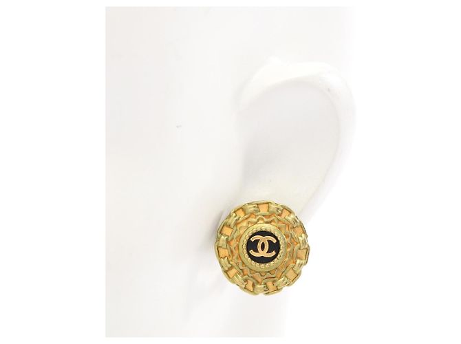 Pendientes Chanel Coco Mark Chain Negro Dorado - vista 4