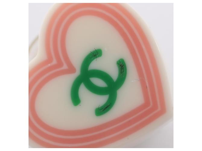 Orecchini a clip Chanel Coco Mark Heart Rosa Bianco Verde - vista 7