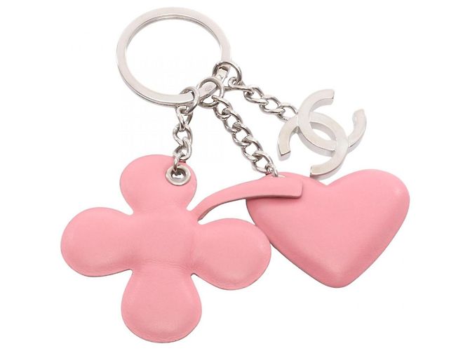 Charm per borsa Chanel Coco Mark Heart Clover Argento Rosa - vista 2