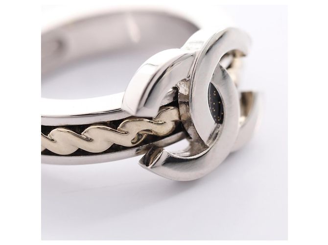 Anillo Chanel Coco Mark Plata Dorado - vista 7