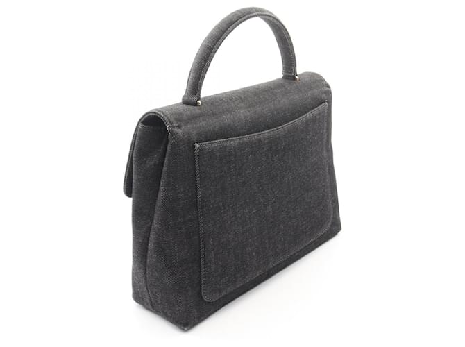Chanel Coco Mark Handtasche aus schwarzem Denim - Ansicht 2