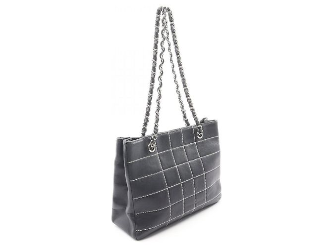 Borsa Tote Chanel Chocolate Bar Blu navy - vista 2