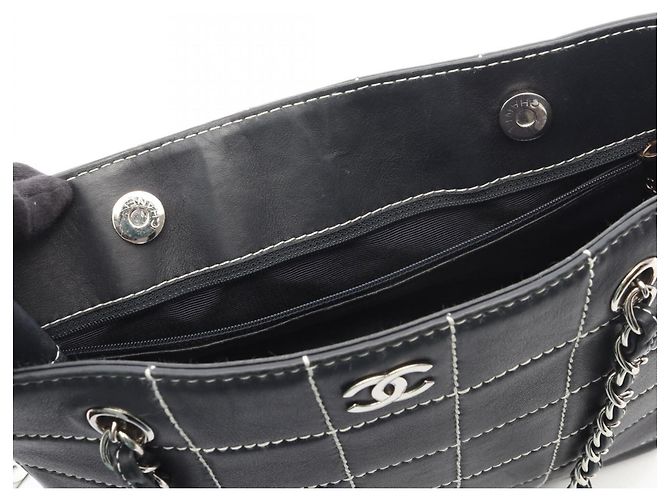 Borsa Tote Chanel Chocolate Bar Blu navy - vista 7