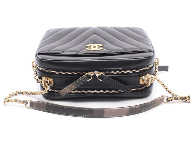 Piccola borsa a tracolla Chanel Chevron V-stitch Nero - vista 10