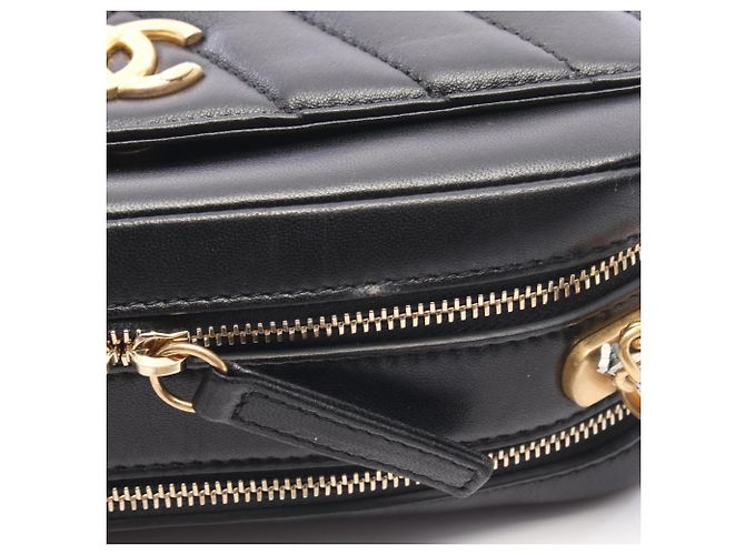 Piccola borsa a tracolla Chanel Chevron V-stitch Nero - vista 9