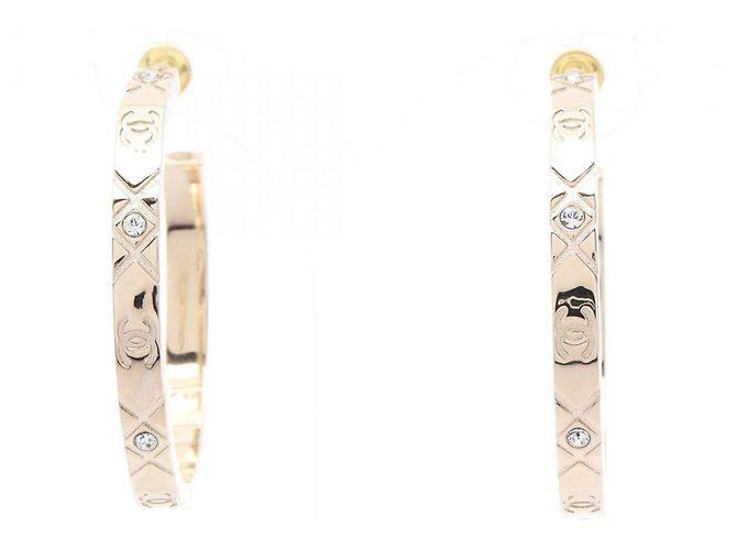 Orecchini a cerchio Chanel Coco Mark placcati oro D'oro - vista 2