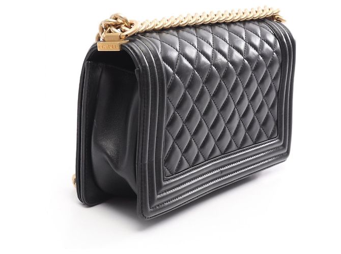 Borsa a tracolla Chanel Boy in agnello nero - vista 2