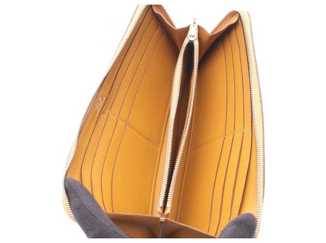 Hermès Portafoglio rotondo con zip Hermes Azap Long Caramel Marrone Caramello - vista 3