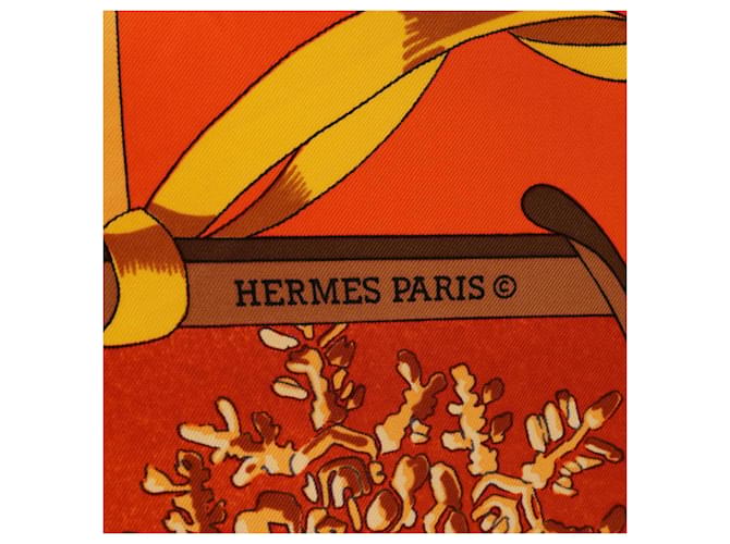 Hermès Hermes Carre 90 Neige d'antan Sciarpa Multicolore Arancione - vista 2