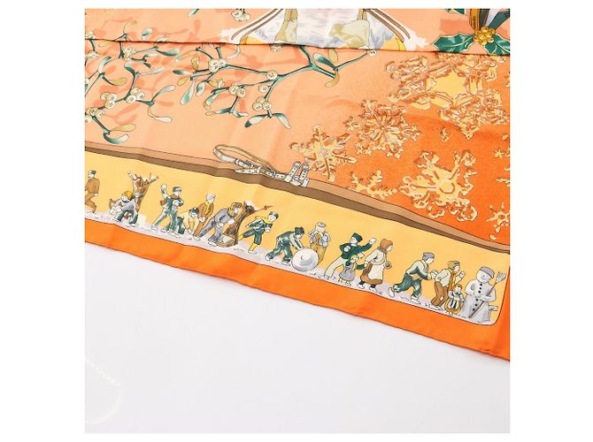 Hermès Hermes Carre 90 Neige d'antan Sciarpa Multicolore Arancione - vista 6
