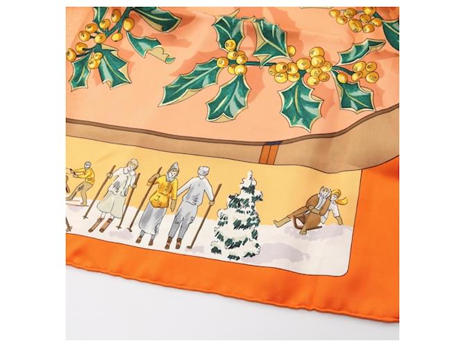 Hermès Hermes Carre 90 Neige d'antan Sciarpa Multicolore Arancione - vista 7