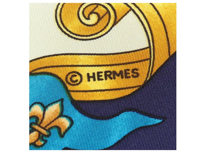 Hermès Hermes Carre 90 VOILES DE LUMIERE Sciarpa Bianco Multicolore Blu navy - vista 2