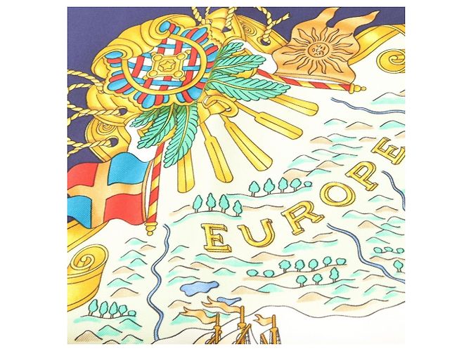 Hermès Hermes Carre 90 VOILES DE LUMIERE Sciarpa Bianco Multicolore Blu navy - vista 6