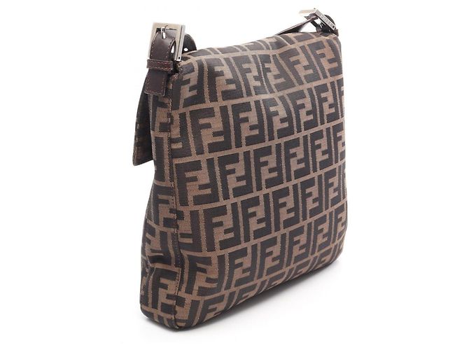 Borsa a tracolla Fendi in tela Zucca e pelle Marrone Nero - vista 2